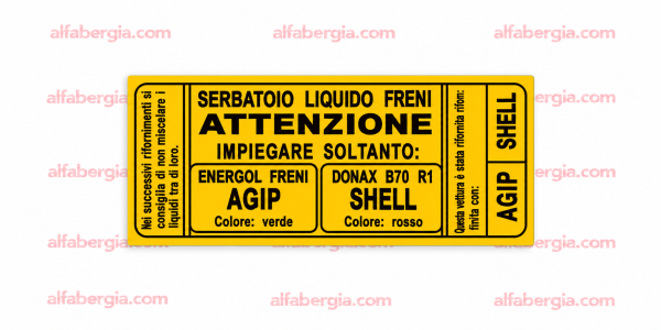 Adesivo serbatoio olio freni "Agip"