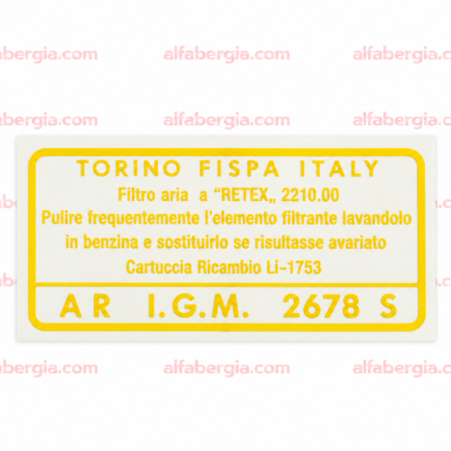 Adesivo filtro aria Fispa LI 1753