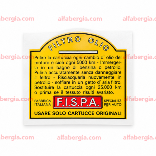 Adesivo filtro olio Fispa