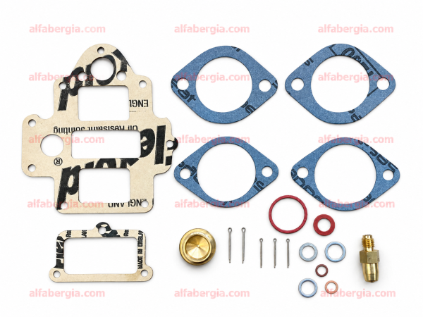 Kit guarnizioni per carburatore su sfondo bianco Kit revisione Weber 40 DCO 3